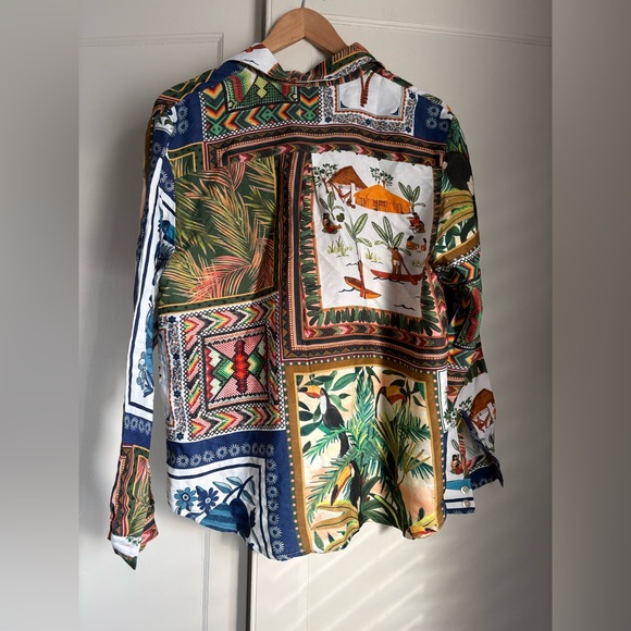 Farm Rio Tropical Patterned Button Up Shirt - Picture 2 of 4